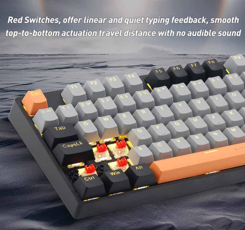 E-YOOSO Z-14 Wired Mechanical Gaming Keyboard 104 Key, Red Switch Full-Size Computer Keyboards, Solid Yellow Backlit Mechanical Keyboard for PC Gamer, Black - Image 5